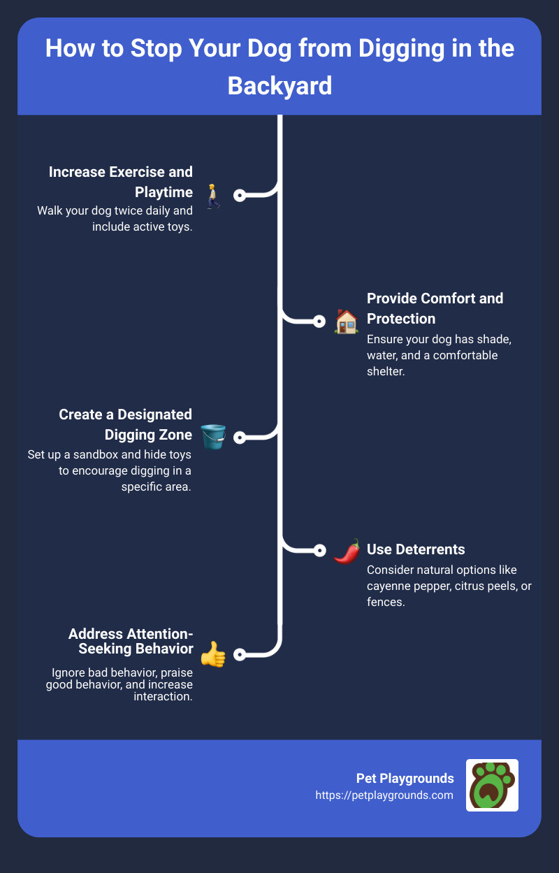 Infographic: Steps to Stop Dog Digging - how to stop your dog from digging in the backyard infographic infographic-line-5-steps