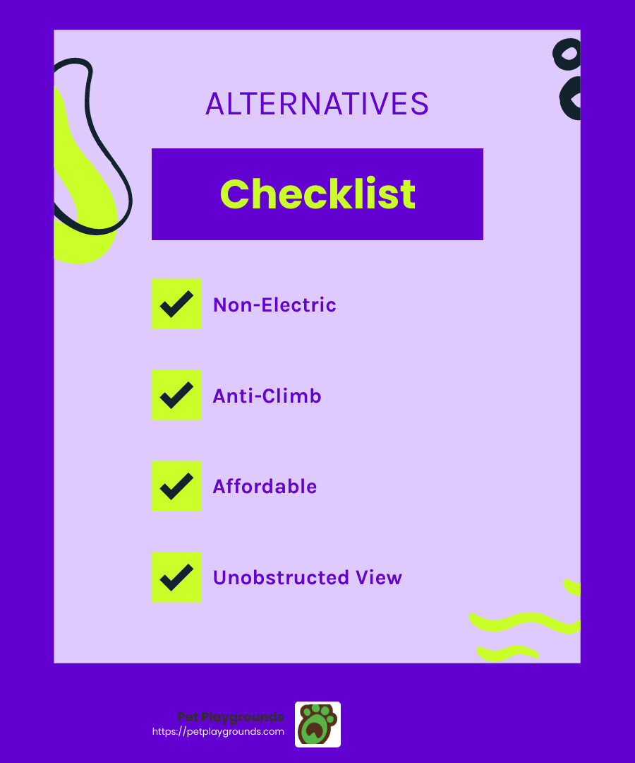 Pet Playgrounds Dog Fence Kits: Safe, Effective, and Humane - alternatives to invisible dog fence infographic checklist-fun-neon Pet Playgrounds Dog Fence Kits: Safe, Effective, and Humane - alternatives to invisible dog fence infographic checklist-fun-neon